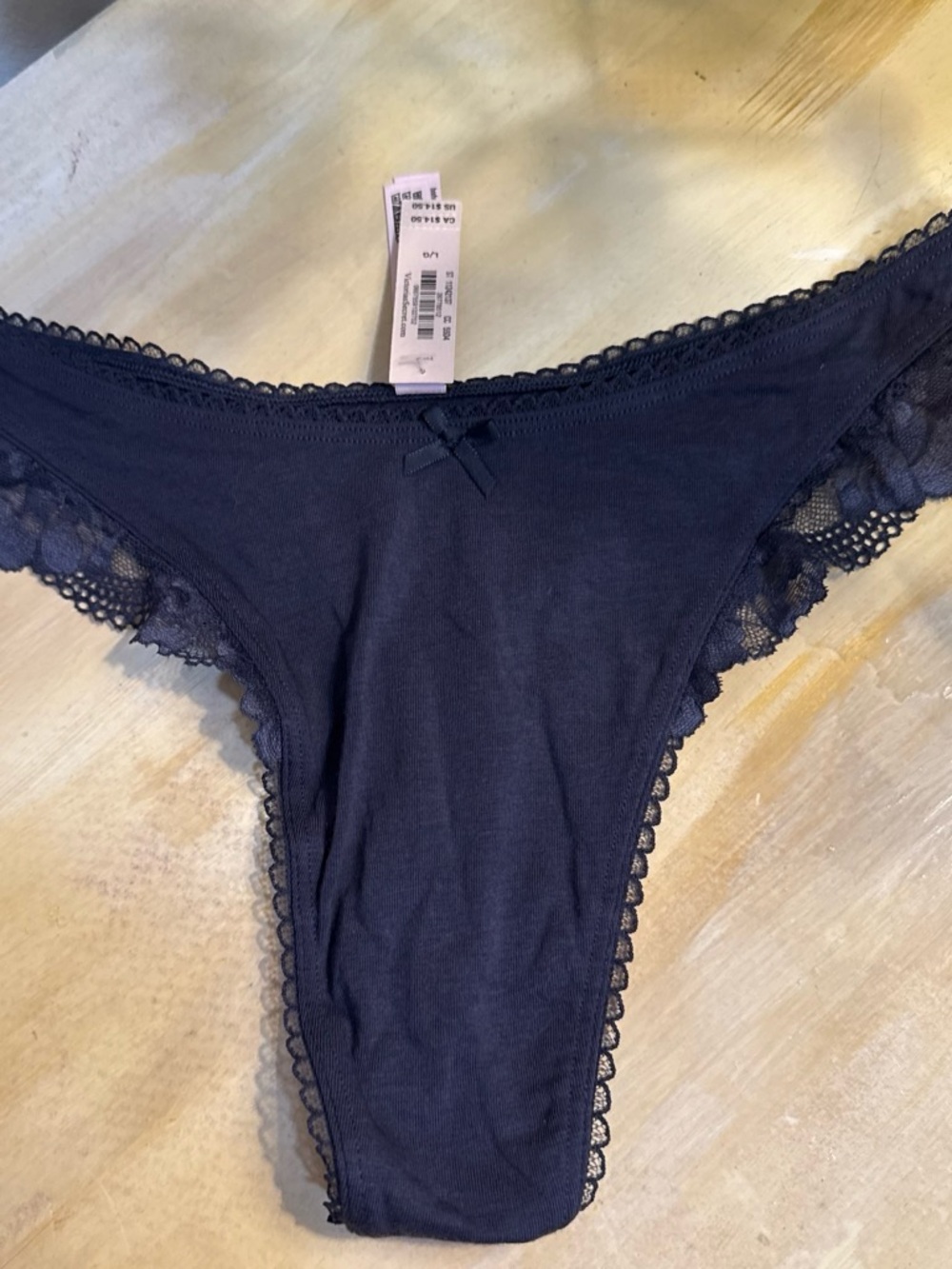 Victoria's Secret Navy Lace-Trim Thong